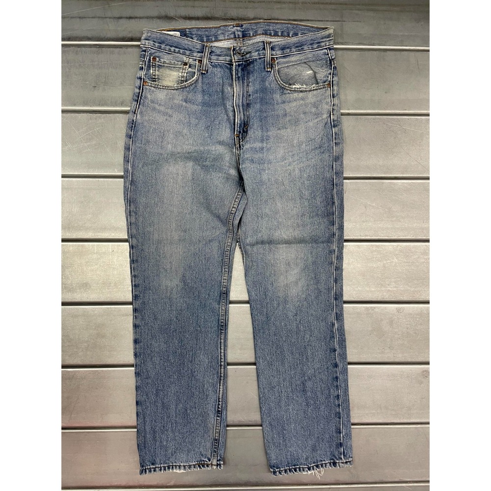 Levis 516 Jeans Mens 35X30 Blue Light Wash Denim Straight Leg 100% Cotton